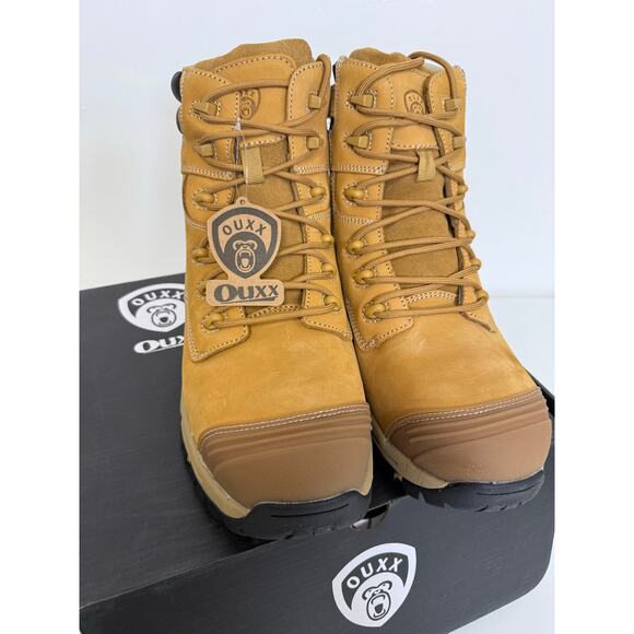 OUXX Work Boots for Men, Side Zipper Steel Toe Shoes, Water-Resistant, Non-Slip - Picture 2 of 7